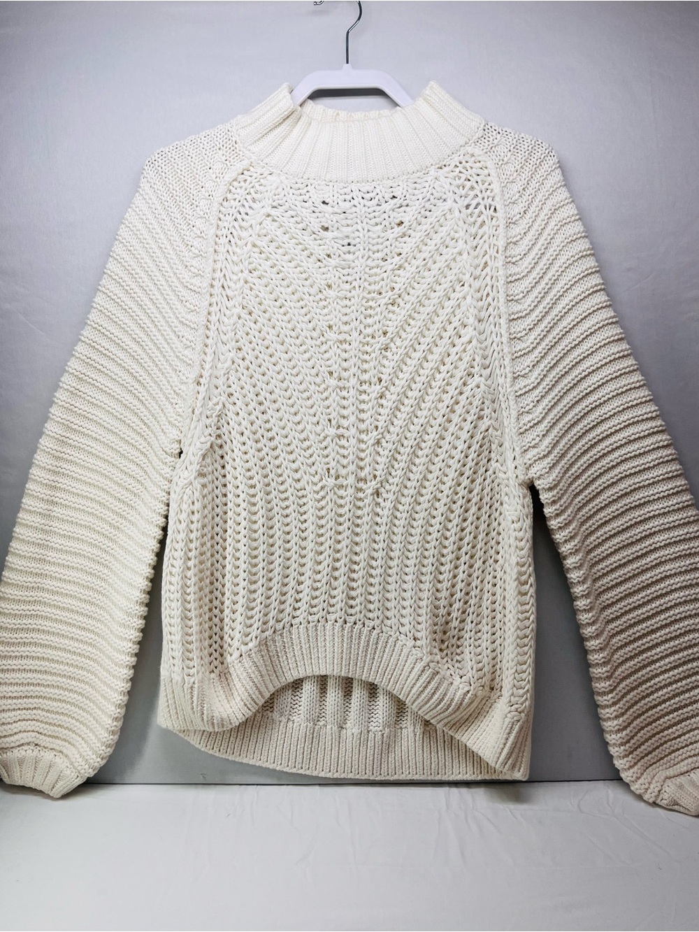 Free People Cream Cable Knit Turtleneck Sweater
